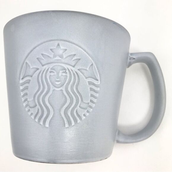 Starbucks Gray Embossed Siren Mermaid Matte Ceramic 12 oz 2019 Collectible Mug - Picture 1 of 12